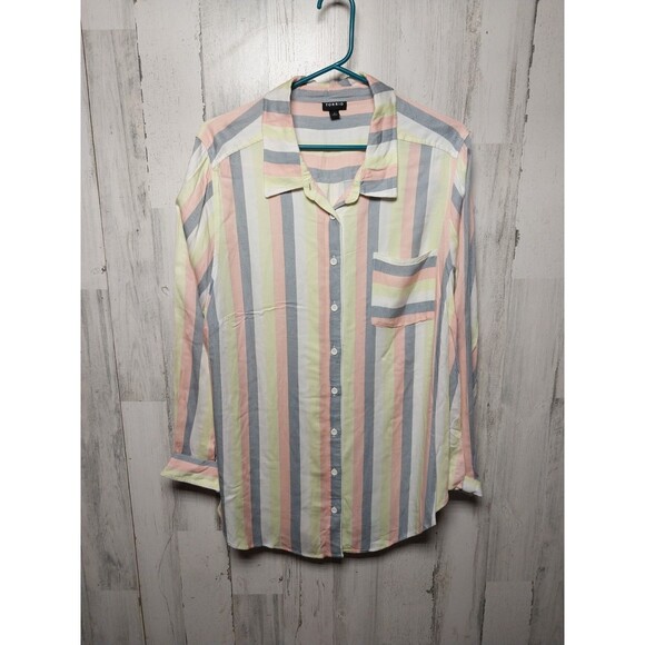 torrid Tops - Torrid Women's Striped Button Up Blouse Size 3 22/24 Pastel Colors Spring